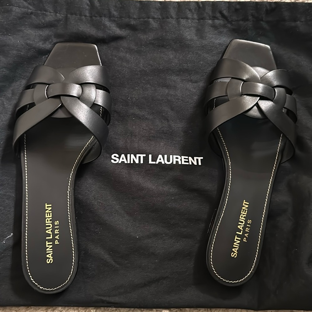 YSL tribute leather slides